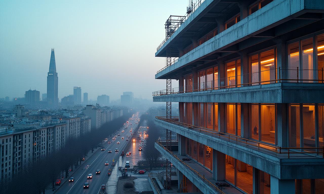 Chantier de construction d'un bâtiment moderne à Lyon par LierreForge Construction